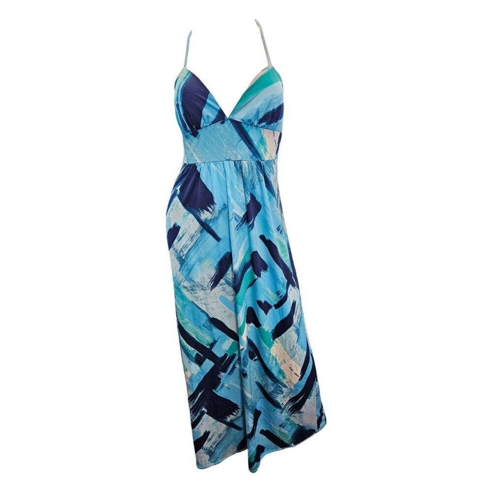 City Triangles Blue Halter Maxi Dress Size 6 - Picture 2 of 8